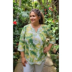 Alfred Dunner Tropical Crochet Lace Lined Blouse Womens‎ PXL Resort Wear
